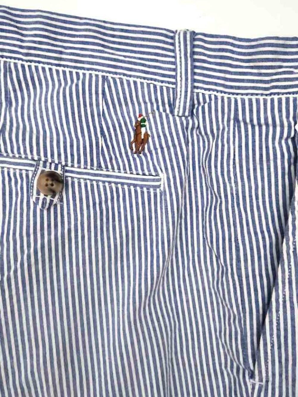 Polo Ralph Lauren Seersucker Shorts Blue White Striped Men's ACTUAL Size 36